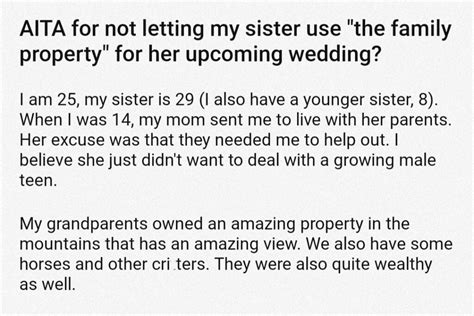 Not allowing my sister and her boyfriend to move in to my house. . Aita for not letting my sister use the family property